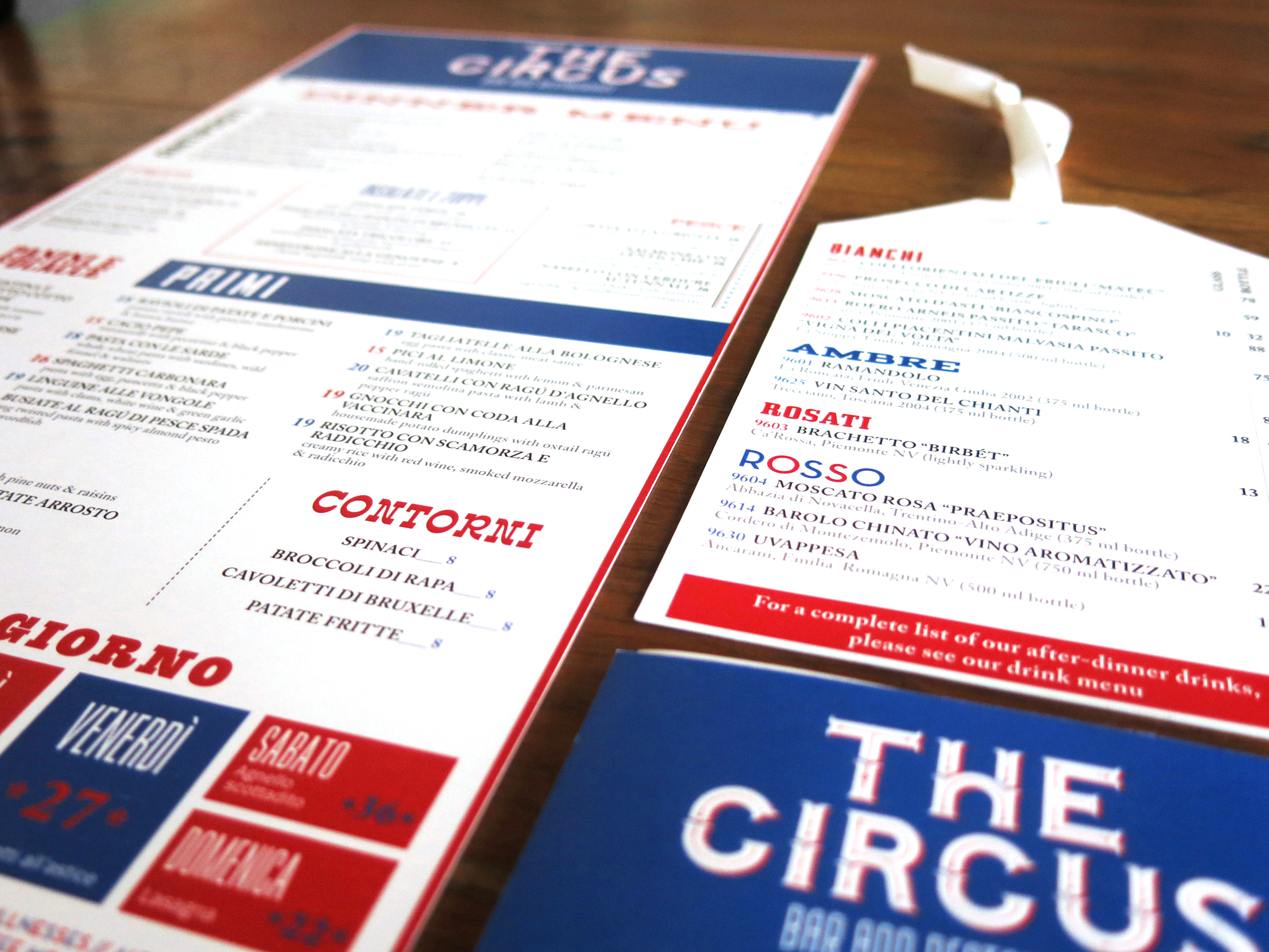 The Circus menus